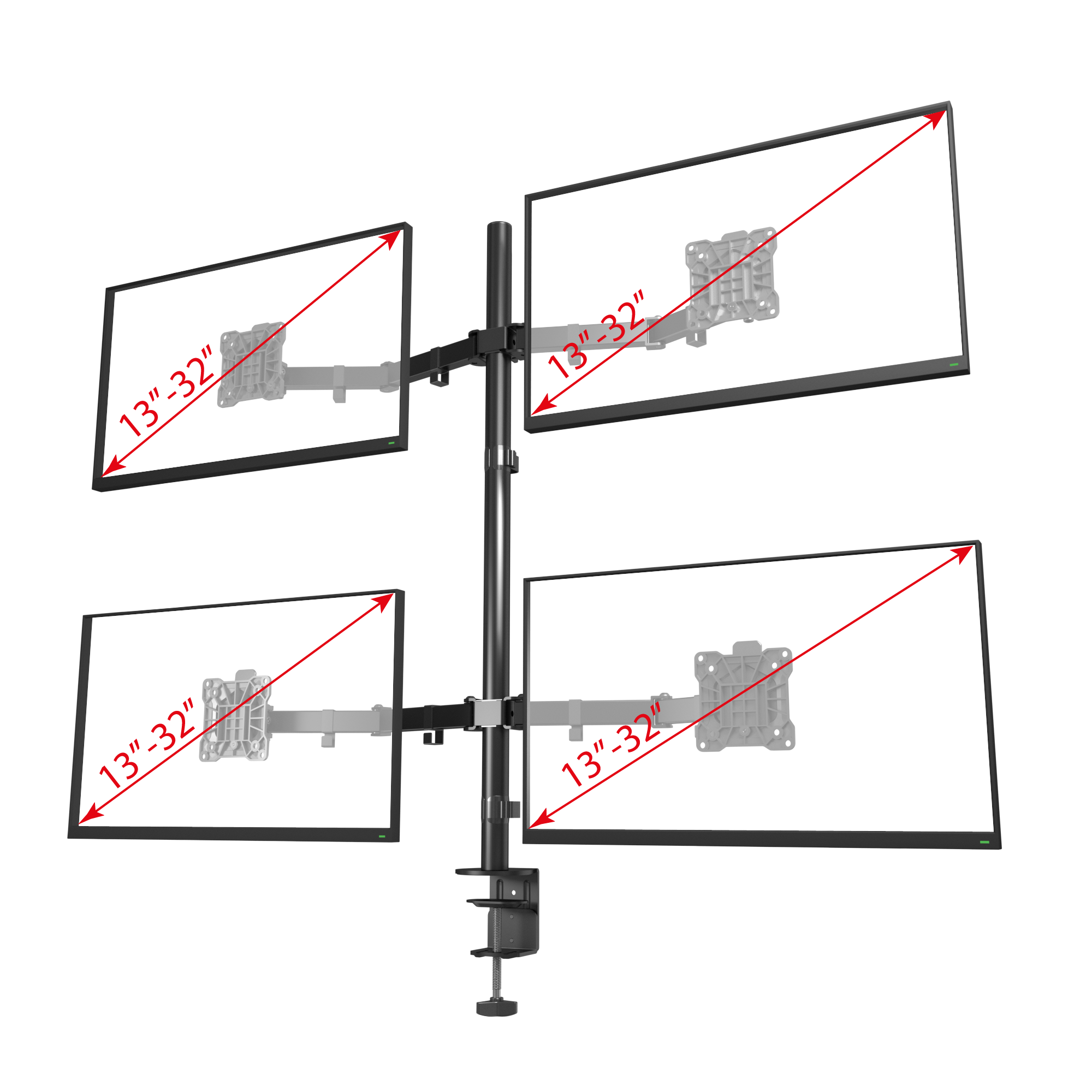 Кронштейн D421 для четырех мониторов 13"- 32"